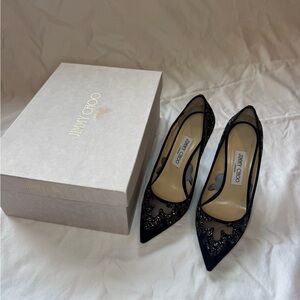 Jimmy Choo Black Glitter Heels